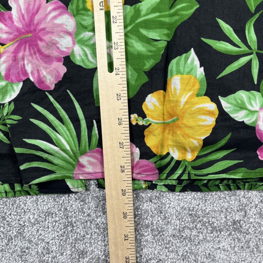 Lauren Ralph Lauren Kimono Womens Small Linen Button Knots Hibiscus Vacation - Picture 10 of 13